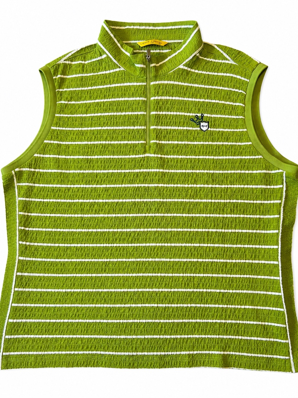 Louis Castel Lime Green Striped Half-Zip Polo Size 110 (XL) -MENS